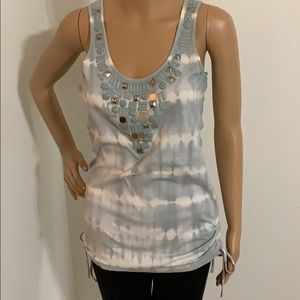 Embellished tie-dye tank top